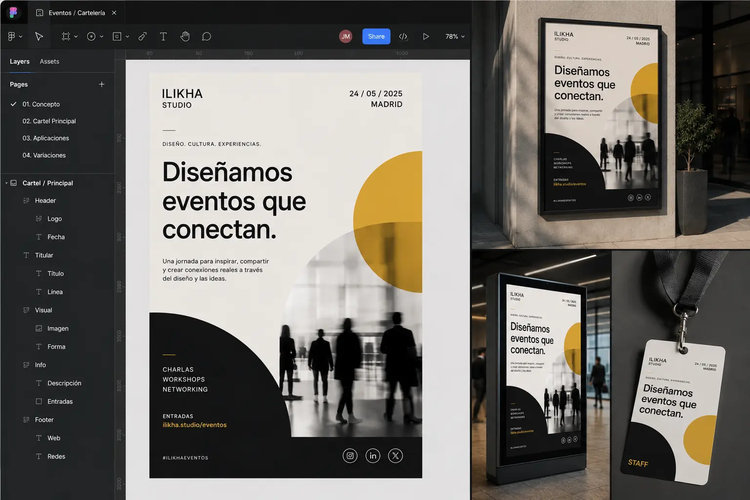 Cartelería publicitaria para eventos y escaparates comerciales