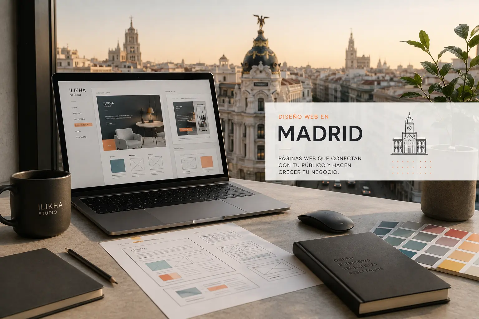 Equipo de Ilikha Studio trabajando en el diseño de una página web para Madrid