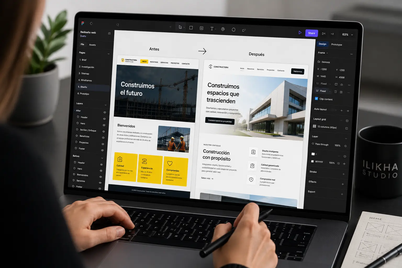 Ejemplo de rediseño de página web antes y después