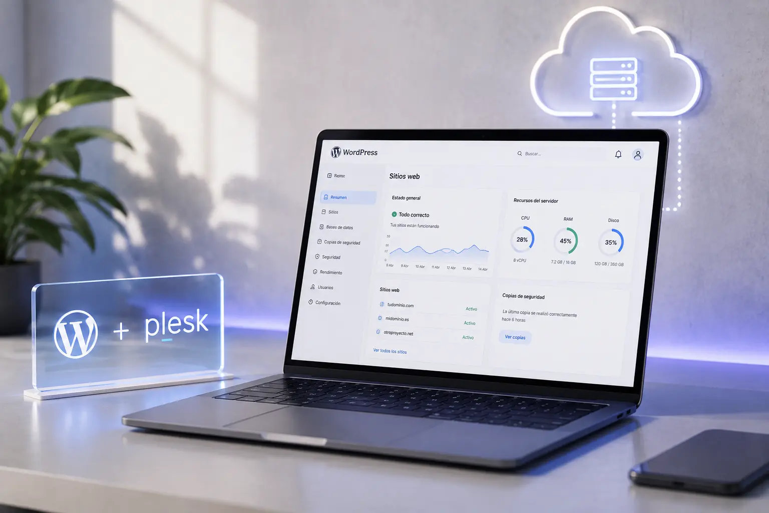 Servidor WordPress gestionado con Plesk por Ilikha Studio