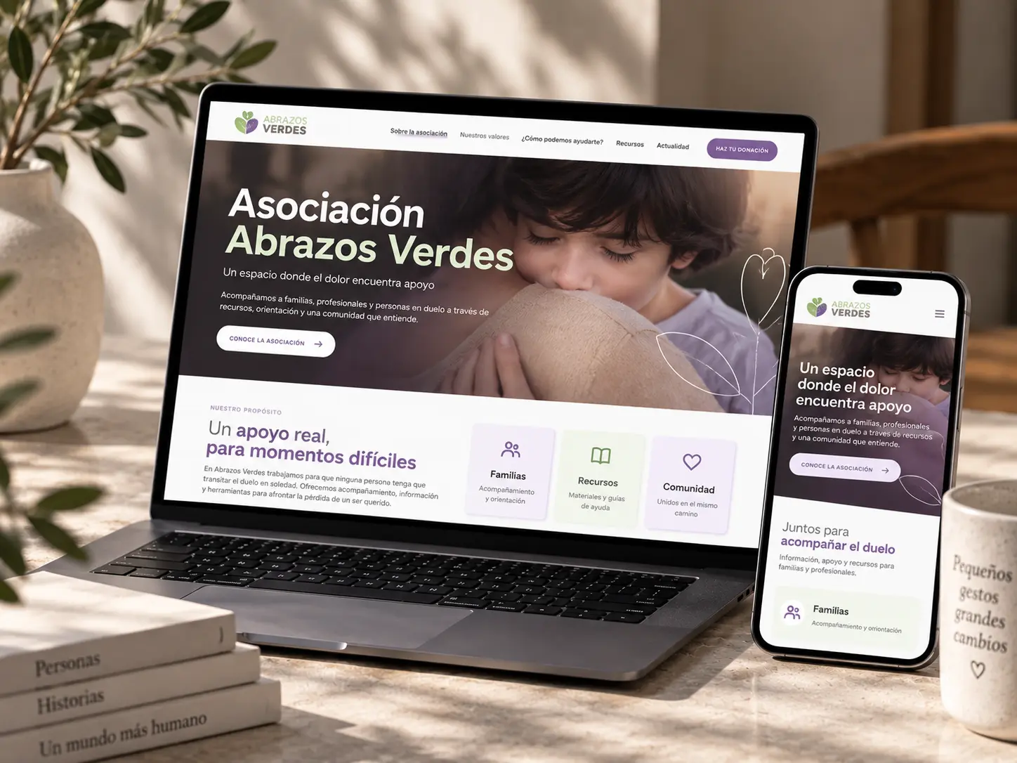 Abrazos Verdes: web para una asociación de acompañamiento al duelo